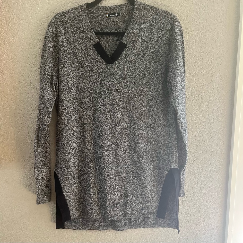 Smartwool Shadow Pine Tunic Sweater Gray & Black … - image 2